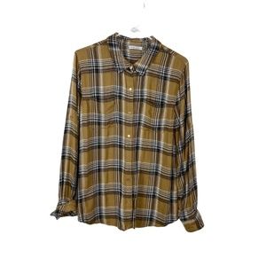 Calvin Klein Tan Wide Plaid Flannel Button Down Shirt
